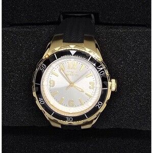 Invicta Women's Watch Angel Quartz Gold Tone Dial Black Silicone Strap 48852
